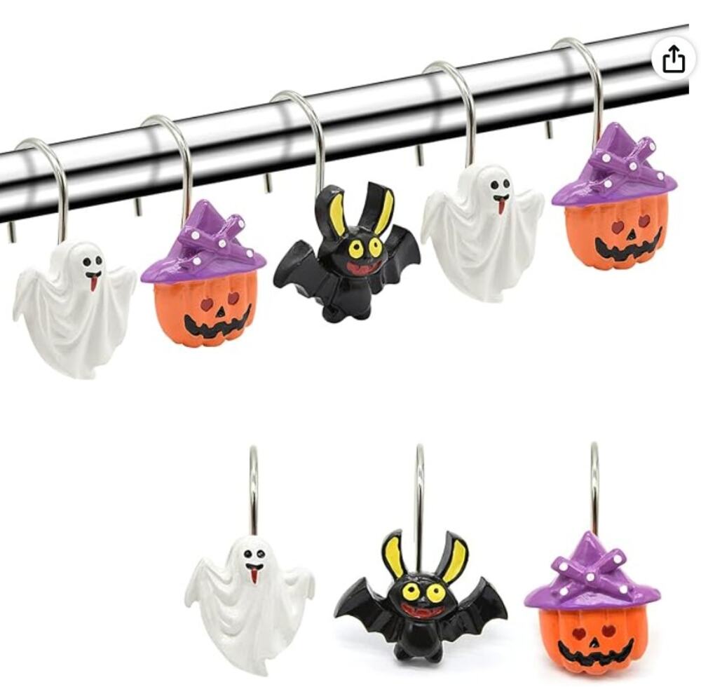 12PCS Halloween Decorative Shower Curtain Rings, Shower Curtain Hooks